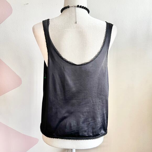 Vintage Black Lace Trim Tank Top, Goth Whimsigoth Grunge‎ Indie Sleaze Large - Picture 3 of 5